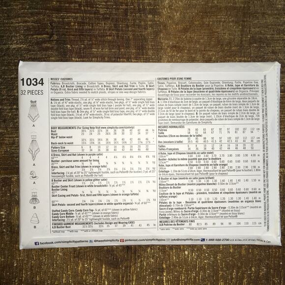 Simplicity Sewing Pattern 1034 Fantasy Fairy Costume Cosplay Candy 6-14 UNCUT - Picture 2 of 2